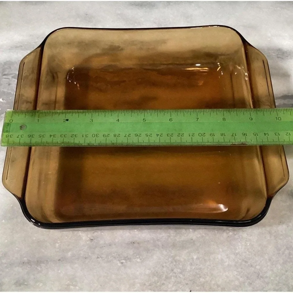 Anchor Hocking Fire-King Square Amber Baking Dish #435, Vintage Brown Bakeware‎